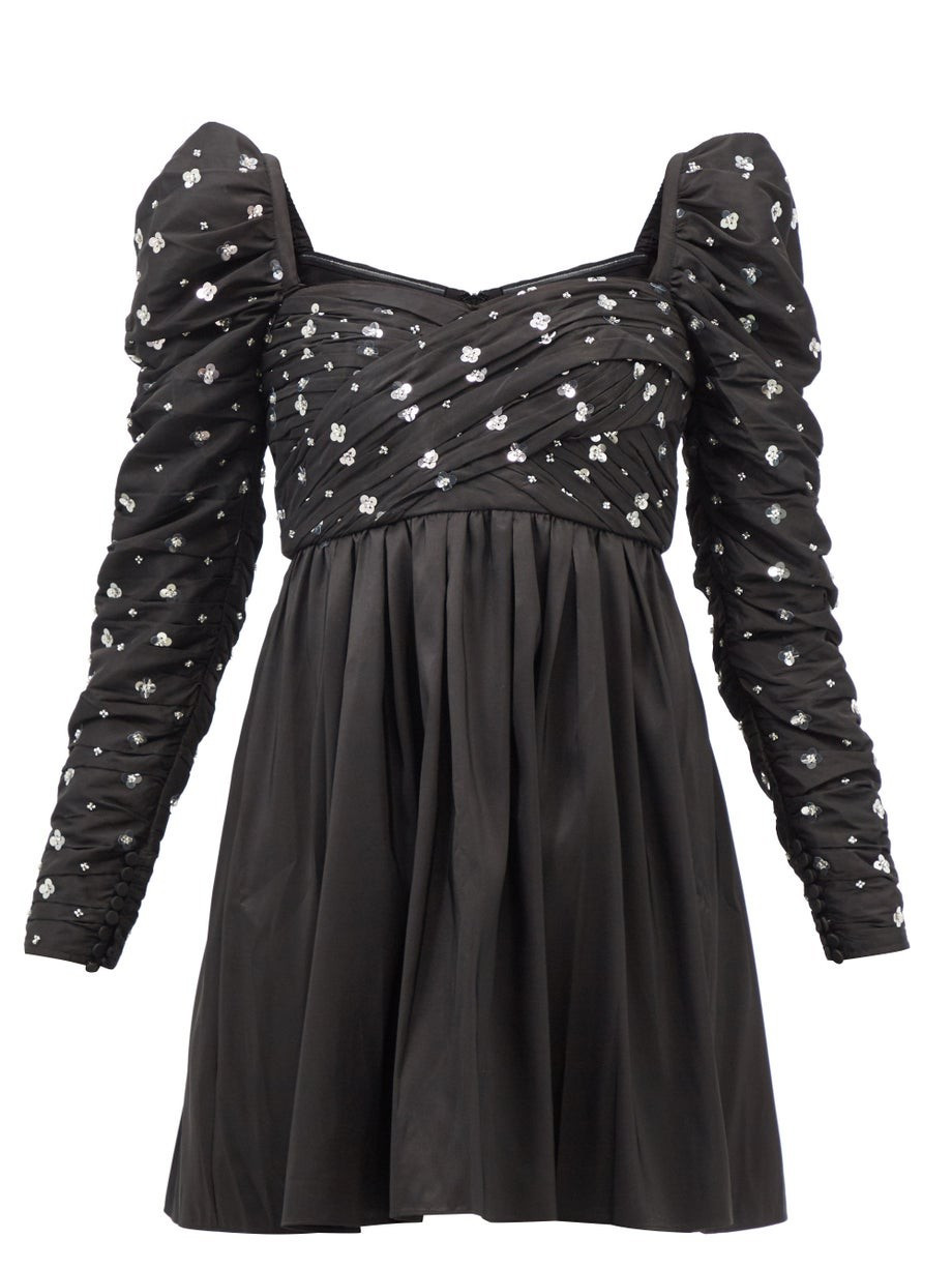 Sequinned ruched satin mini dress | Self-Portrait | Matches (US)