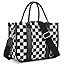 Checkered Crossbody Bag Canvas Work Tote Handbags Black and White Purse Casual Tote Handbags for ... | Amazon (US)