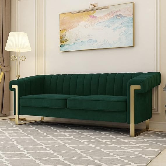 Chesterfield Sofa Mid-Century Modern Velvet Sofa with Flared Arms and Removable Cushions,Upholste... | Amazon (US)