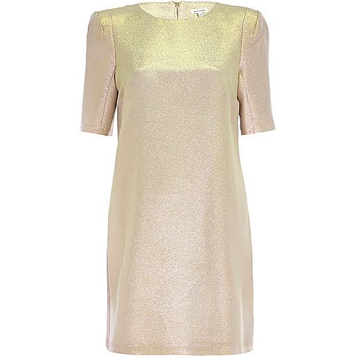 Pink metallic shift dress | River Island (US)