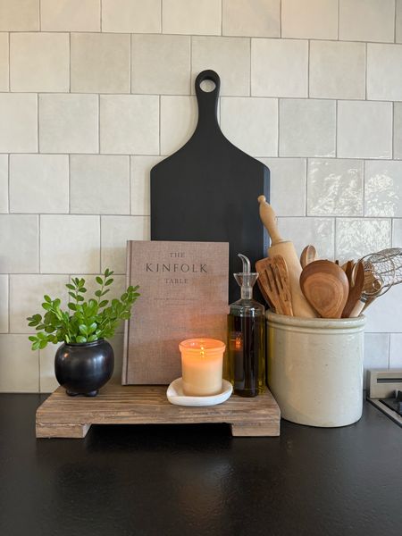 Some of my favorites for kitchen countertop and backsplash styling! 
Crock is a vintage find 

@covehome_ @luxebco @alicelanehome 

#LTKHome