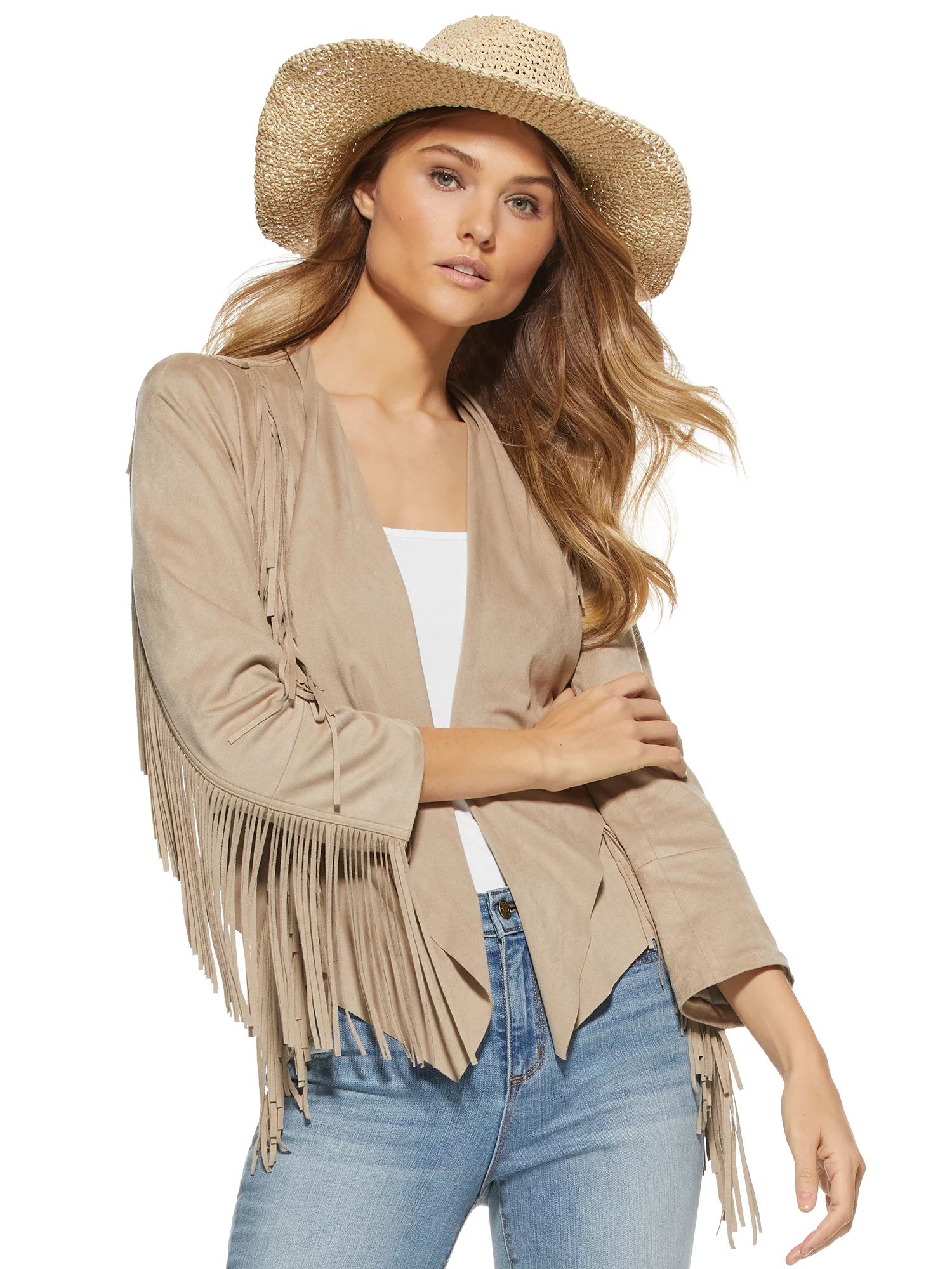 Scoop Women's Fringe Suede Jacket | Walmart (US)