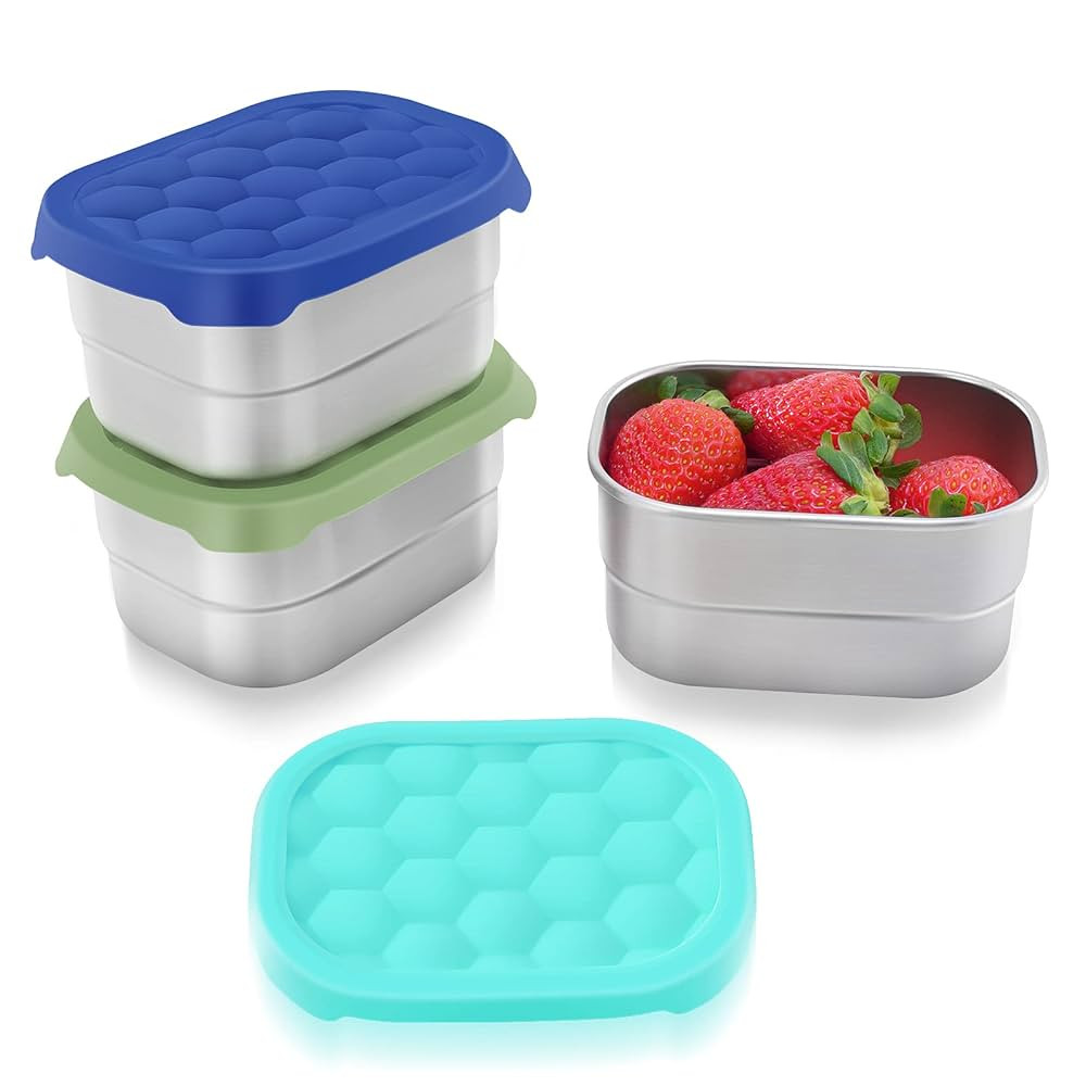 Small (1 CUP) Stainless Steel Snack Containers for Kids | Easy Open Leak Proof Food Containers wi... | Amazon (US)