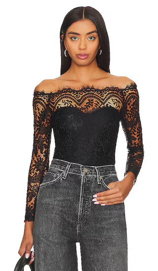 Rivka Off Shoulder Bodysuit in Black | Revolve Clothing (Global)