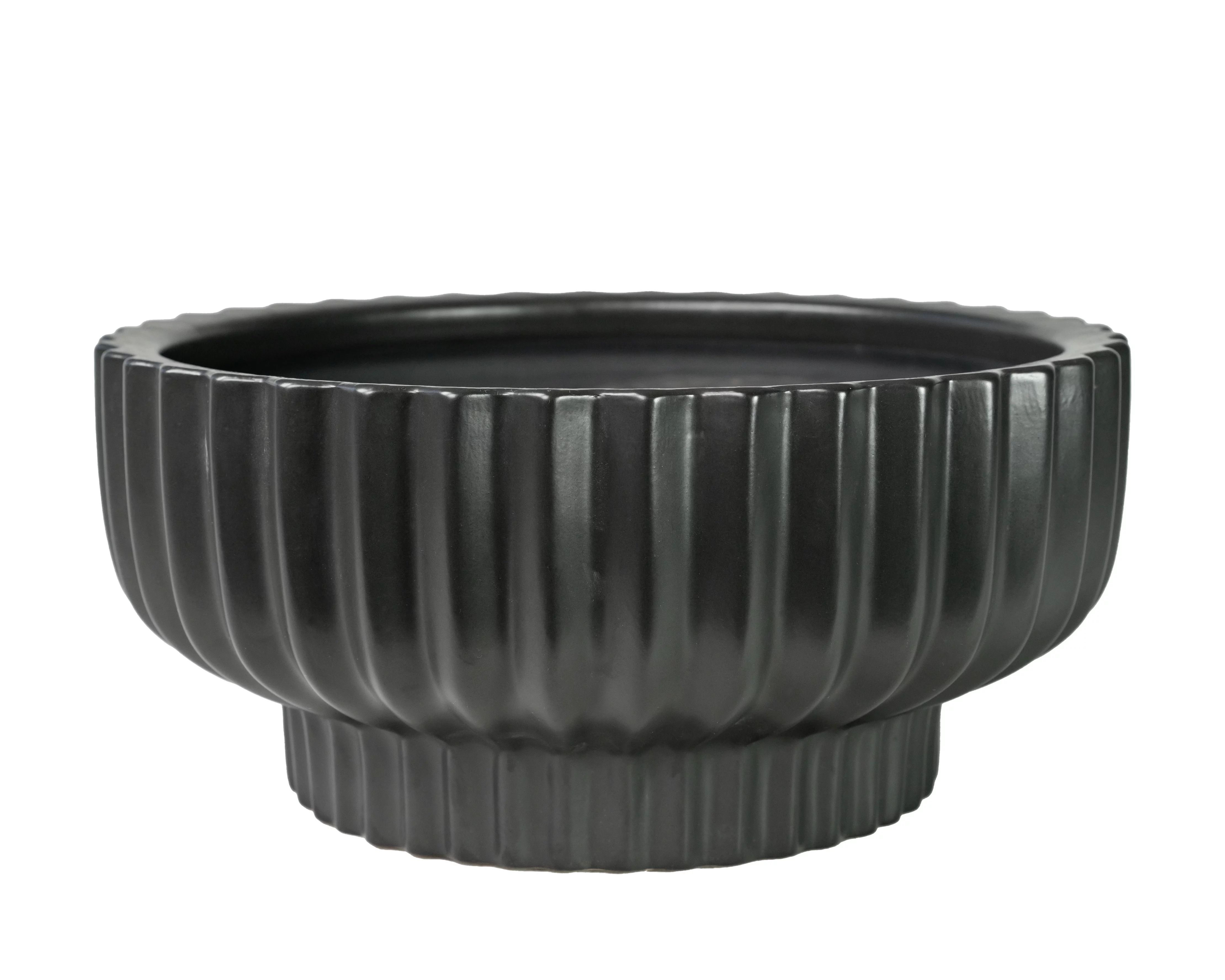 Better Homes & Gardens 12" Fischer Round Ceramic Planter, Black | Walmart (US)