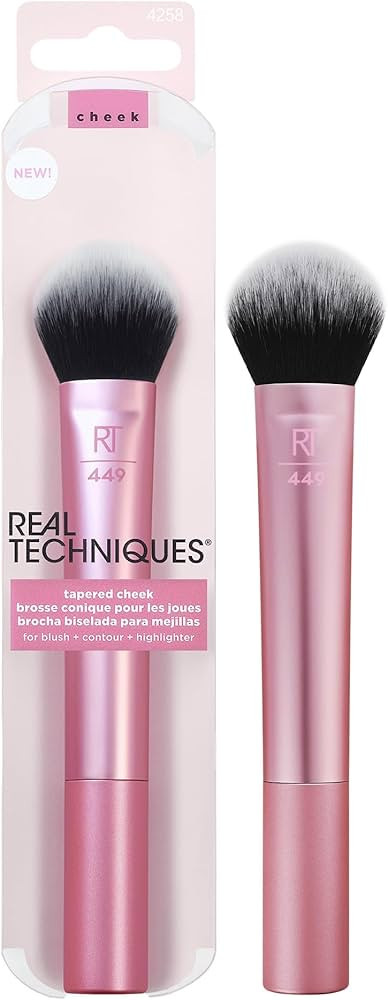 Real Techniques Tapered Cheek Makeup Brush, For Blush, Highlighter, Loose, Or Pressed Powder, Syn... | Amazon (US)