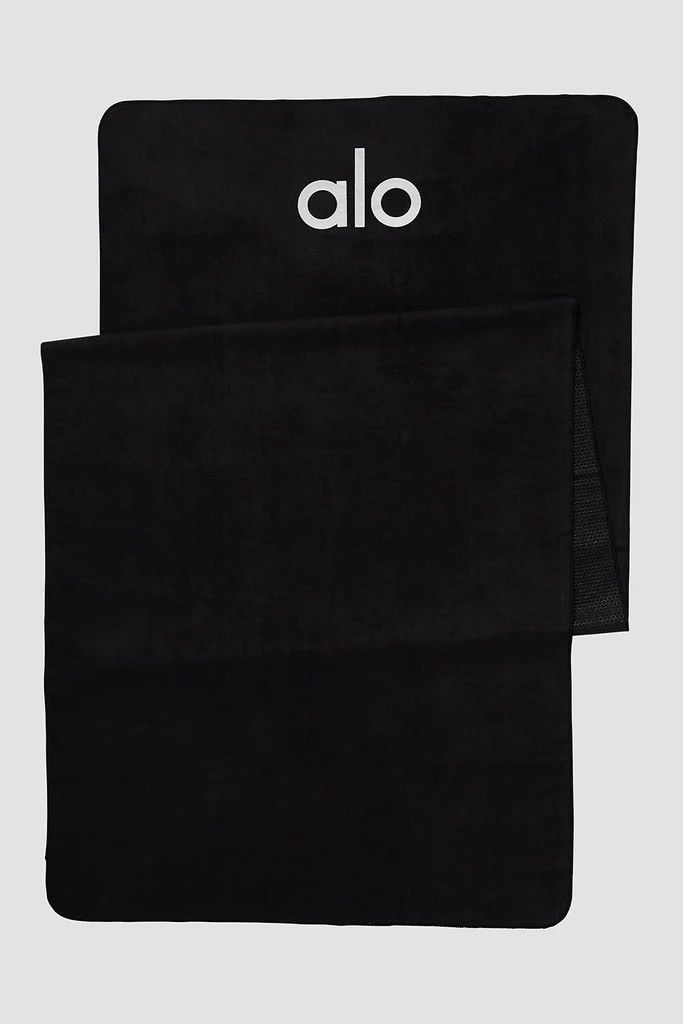 Grounded No-Slip Towel - Black | Alo Yoga (US)