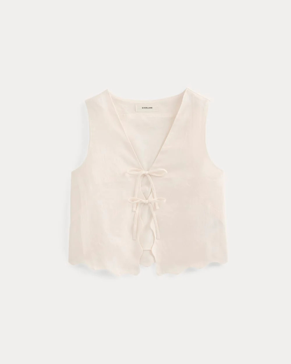 Tie-Front Scallop Tank in Linen | Bone | Everlane