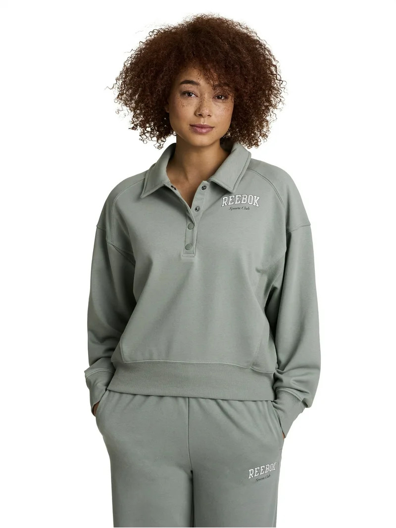Reebok Women's All Seasons Oversize Polo Sweatshirt, Sizes XS–4X | Walmart (US)