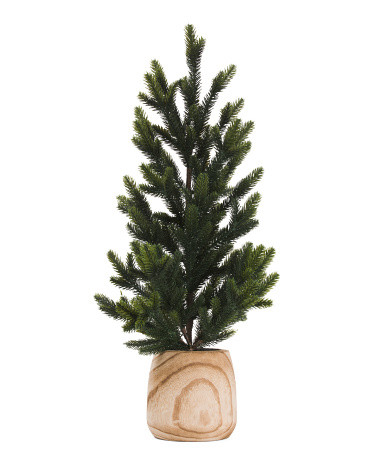24in Tree In Tapered Wood Pot | TJ Maxx