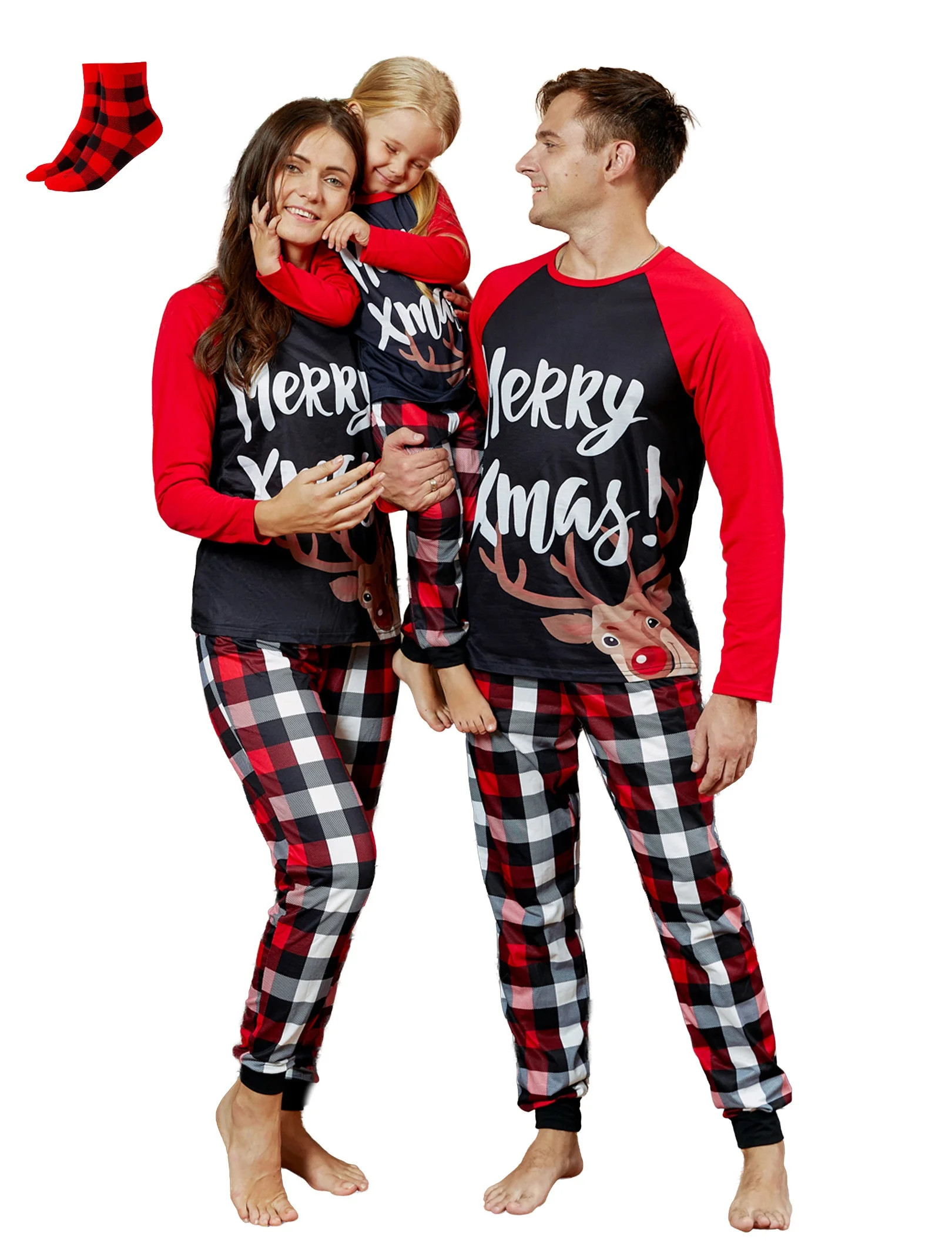 PatPat Christmas Pajamas Family Matching 2 Piece Pjs Sets Letter & Deer Print Long Sleeve Top & P... | Walmart (US)