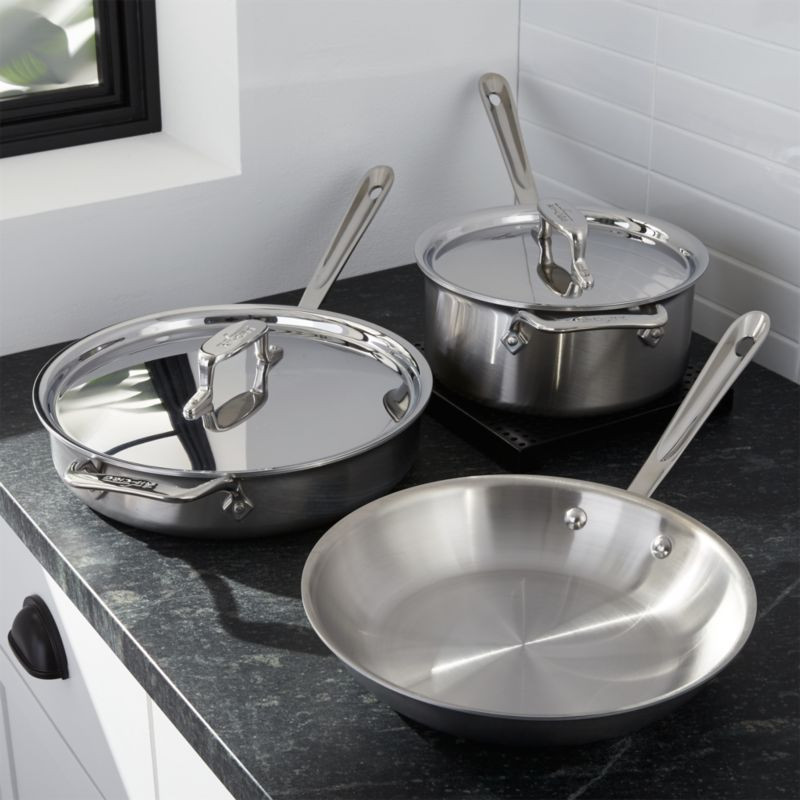 All-Clad d5 Brushed Stainless Steel 5-Piece Cookware Set + Reviews | Crate & Barrel | Crate & Barrel