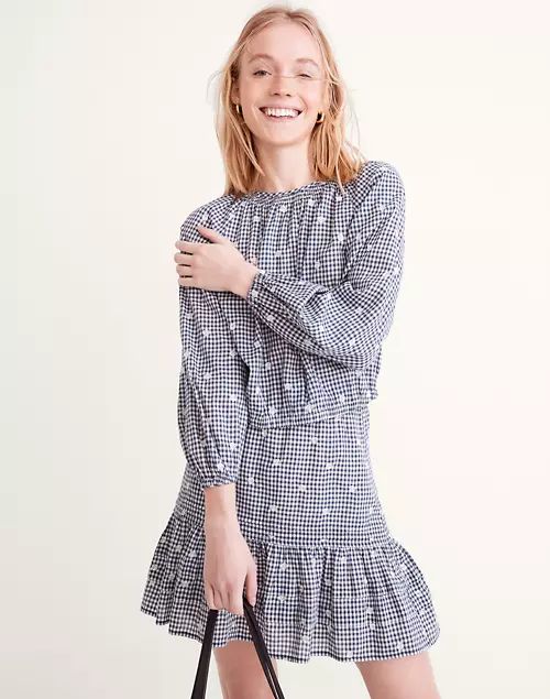 Embroidered Button-Back Shirt in Gingham Check | Madewell