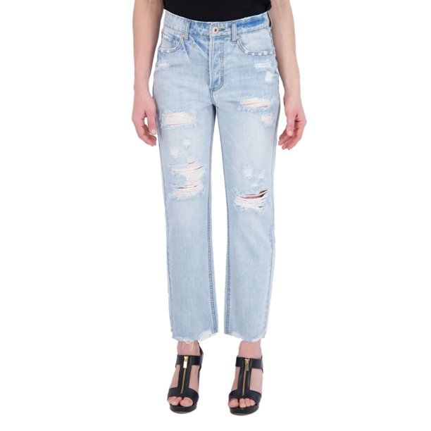 Gogo Jeans Juniors Destructed Straight Leg Jean - Walmart.com | Walmart (US)