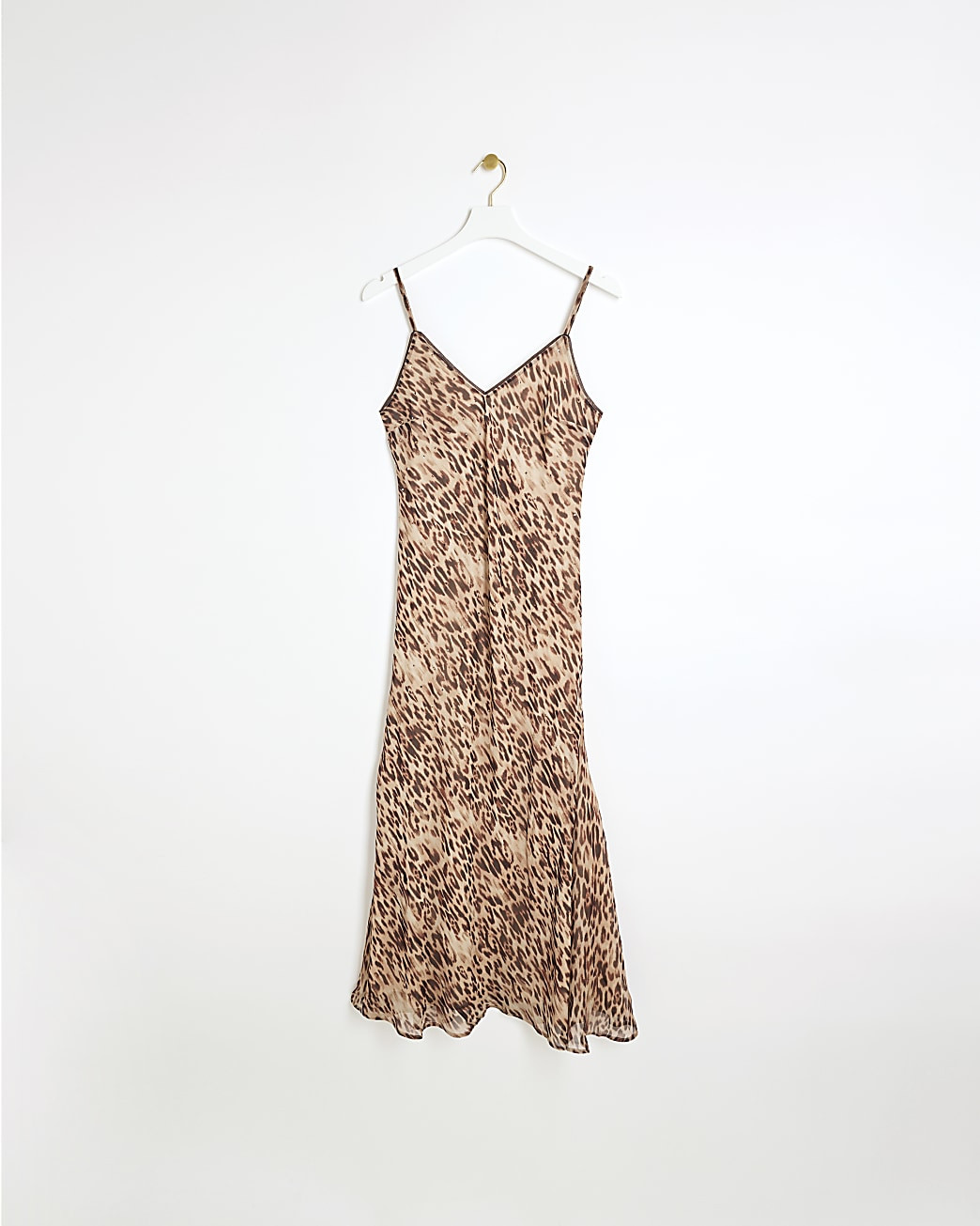 Beige leopard print sequin slip maxi dress | River Island (UK & IE)
