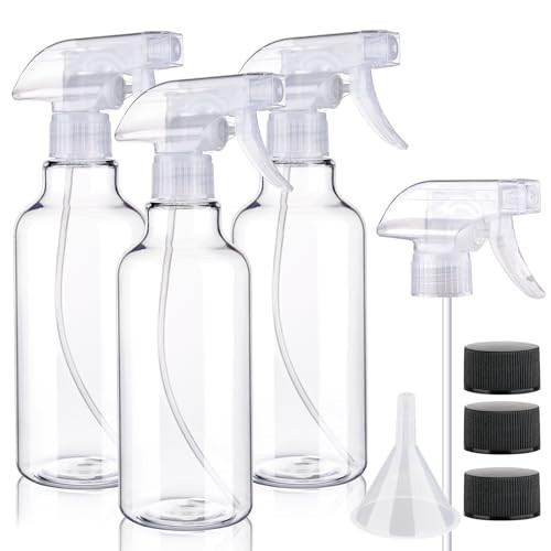 3 Pack Plastic Spray Bottles Empty Spray Bottle 10oz/300ml Heavy Duty Spraying Bottles Mist/Stream Water Bottle for Cleaning Solutions, Essential Oils, Hair, Cooking (clear) | Amazon (US)