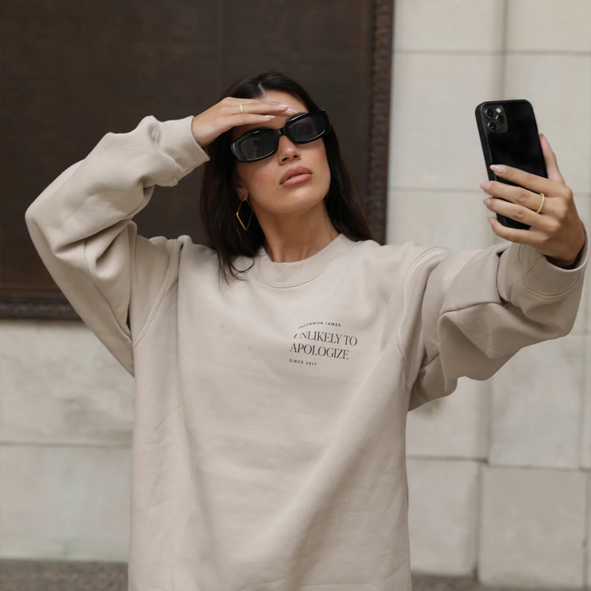 Unlikely To Apologize Crewneck Sweatshirt in Sand | Uncommon James | Uncommon James