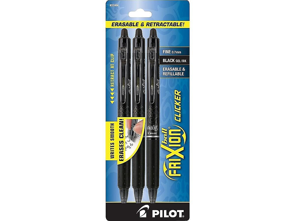 PILOT FriXion Clicker Erasable, Refillable & Retractable Gel Ink Pens, Fine Point, Black Ink, 3-P... | Amazon (US)