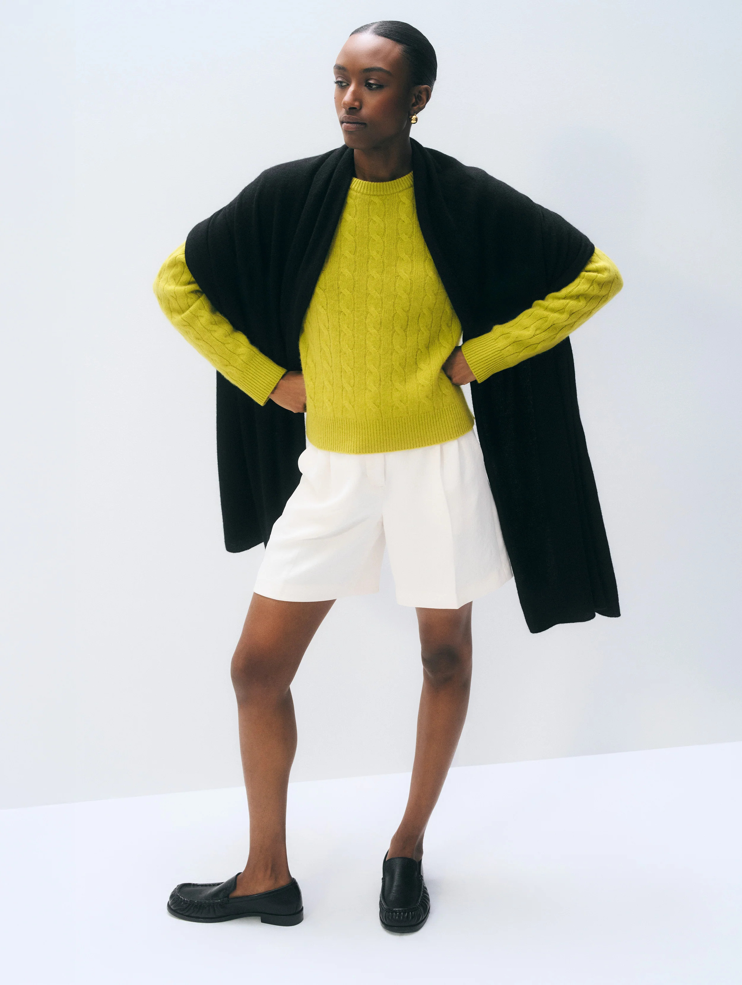 Cashmere Travel Wrap | Black | White and Warren