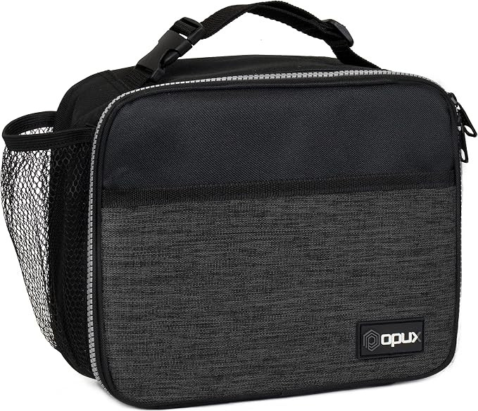 opux Insulated Lunch Bag for Kids, Reusable Lunch Box for School, Charcoal | Compact Soft Cooler ... | Amazon (US)