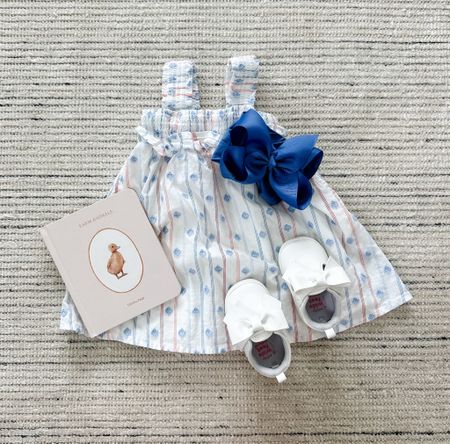 Adorable striped dress for baby girl! Perfect for summer, July 4th and more. I love the light blue and red with the ruffled sleeve 

#LTKKids #LTKBaby #LTKStyleTip