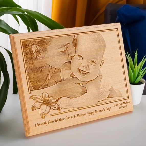 Happy Mothers Day Gift Custom Wood Frame. Engraved Wood Photo | Etsy | Etsy (US)