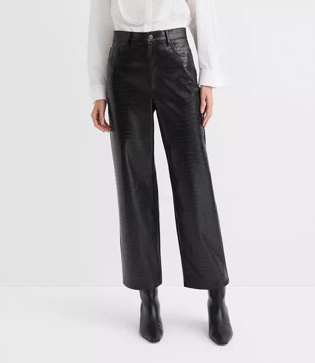 Wide Leg Pants in Faux Leather | LOFT