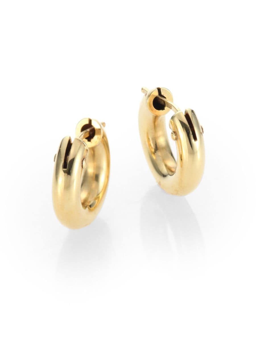Roberto Coin 18K Yellow Gold Huggie Hoop Earrings/0.5" | Saks Fifth Avenue