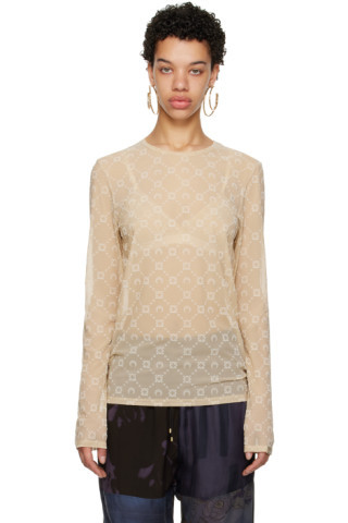 Beige Moonogram Long Sleeve T-Shirt | SSENSE