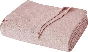 Charisma Deluxe Woven Cotton Blanket, King, Blush | Amazon (US)