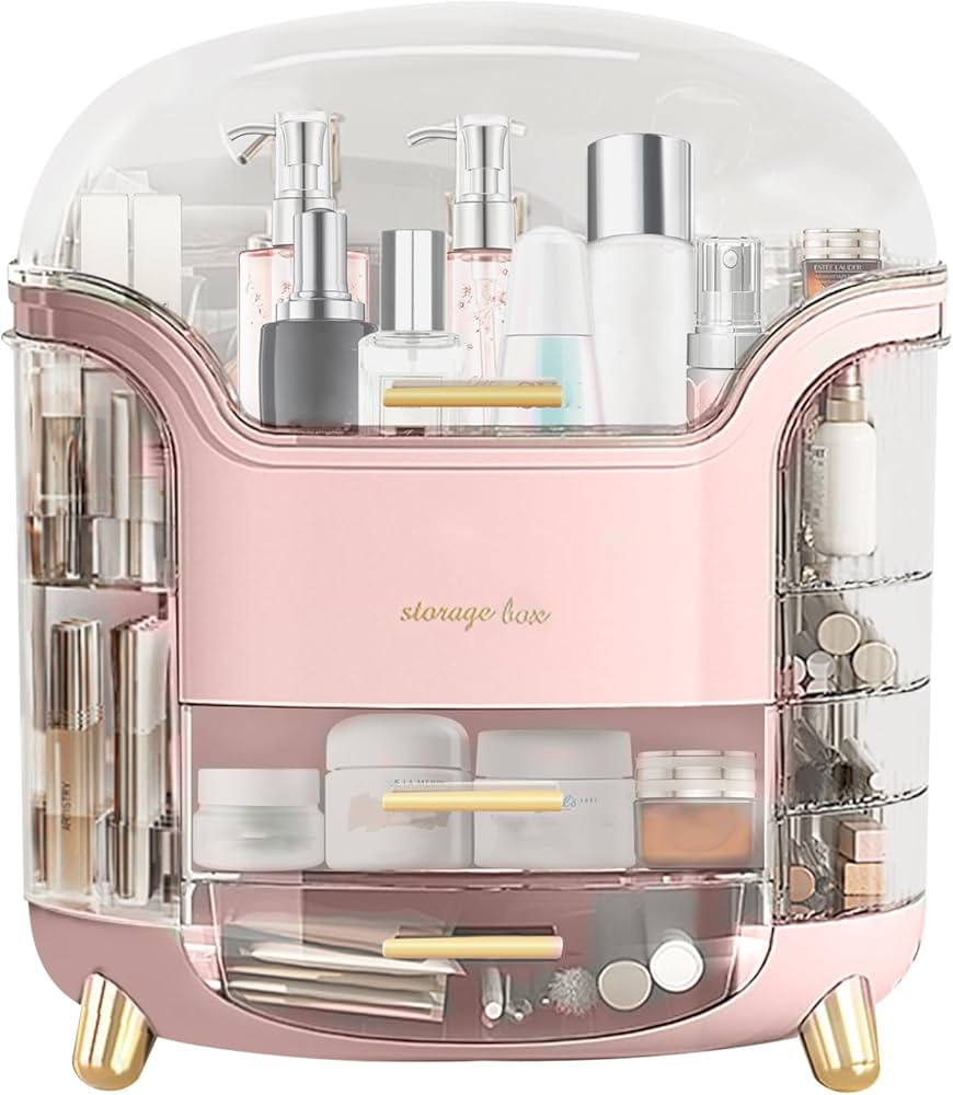 Makeup Organizer & Skincare Organizers, Cosmetic Organizer Box for Countertop with Lid & Drawers,... | Amazon (US)