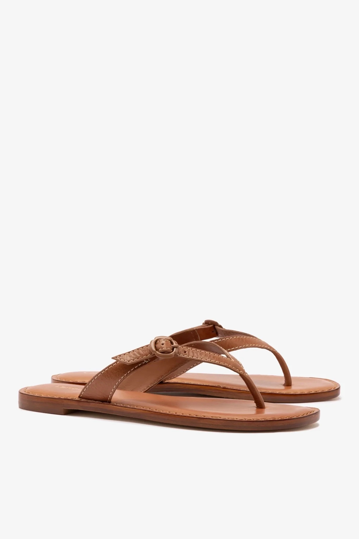 Mary Kate Flat Sandal In Caramel Leather | Larroude