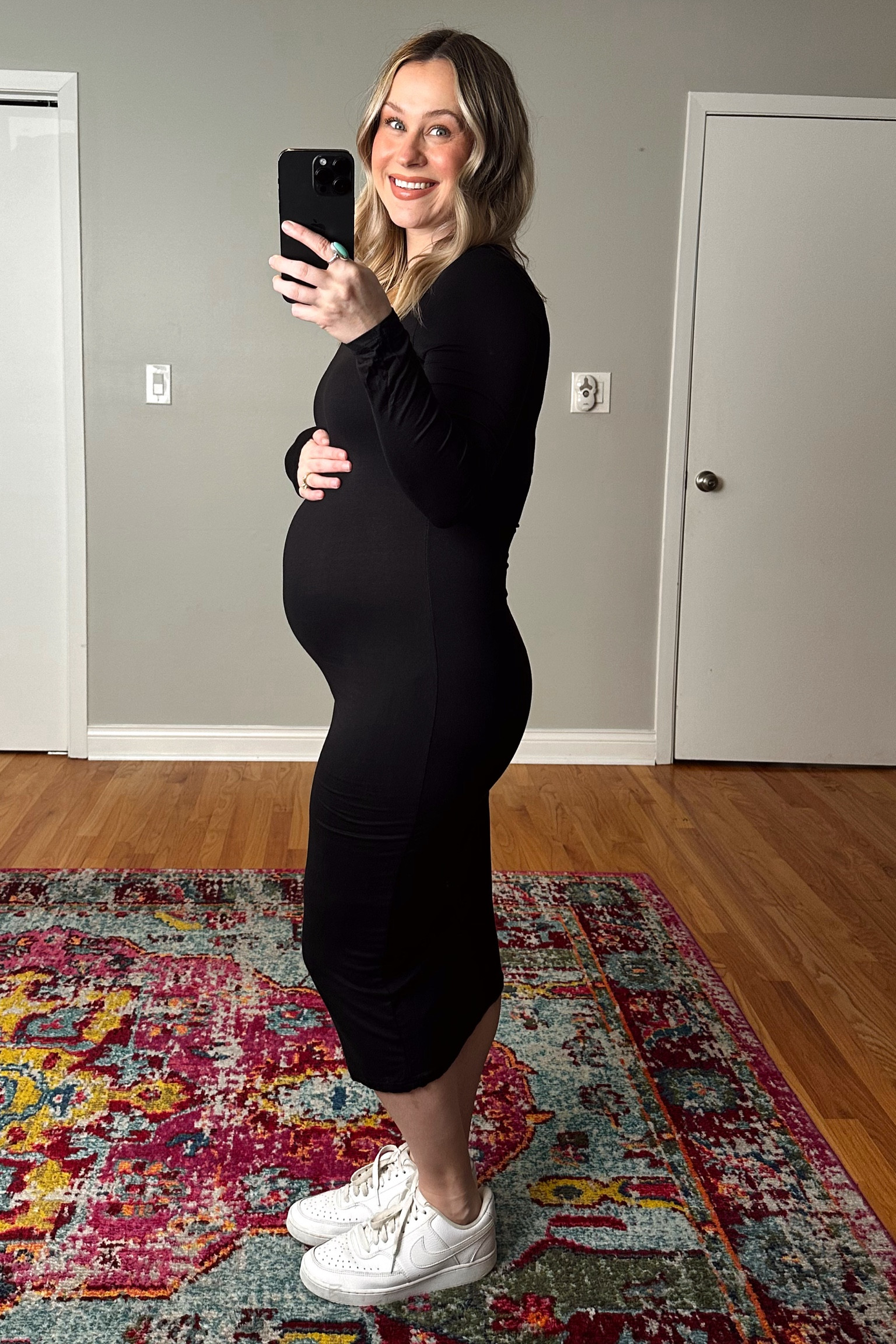 This dress is skims inspired, it’s not maternity but super stretchy #springoutfit #dress #maternity 

#LTKbump #LTKfindsunder50 #LTKshoecrush