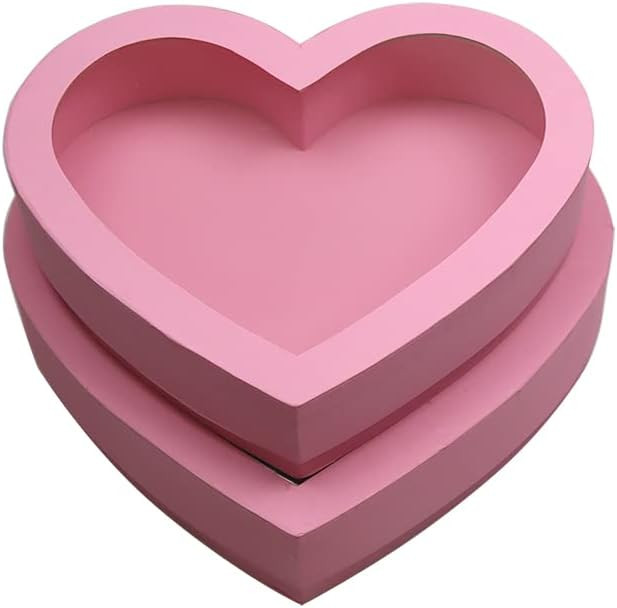 10"Cardboard Heart Shaped Mache Flowers Packaging Strawberries Sweets Gift Box with Clear Lid Set... | Amazon (US)