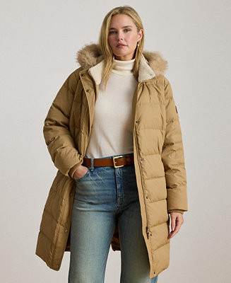 Plus Size Faux-Fur-Trim Hooded Puffer Coat | Macy's