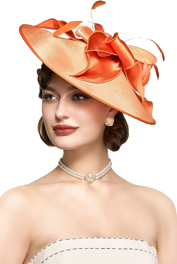 BABEYOND Derby Hats for Women - Fascinators Tea Party Hats Headband Wide Brim Fascinator Wedding ... | Amazon (US)
