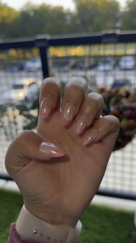 Pink tip chrome press on nails 💅🏼 

#LTKbeauty #LTKHoliday #LTKwedding