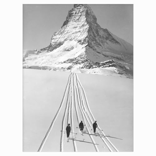 Vintage Alpine Skiing Photo Print, Mountain House Wall Art, Skiier Gift, Black and White Print, Lodge Decor 24x36 Unframed | Amazon (US)