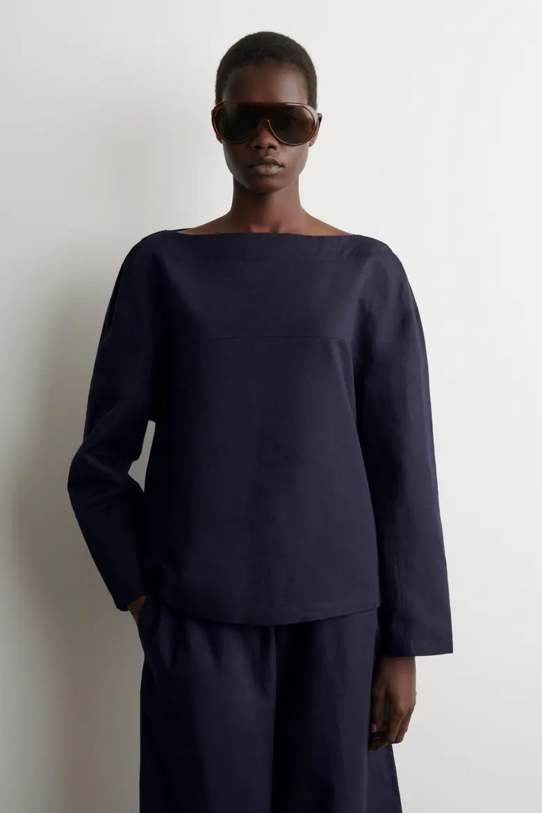 Boat-neck Linen Blouse (Women) | Nordstrom | Nordstrom