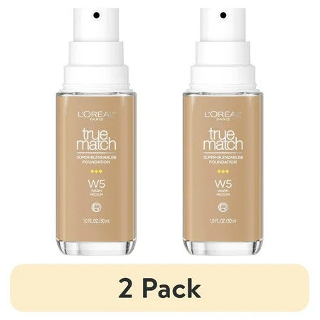 (2 pack) L'Oreal Paris True Match Super-Blendable Foundation Medium Cream Makeup, W5, Medium, 1 fl oz | Walmart (US)