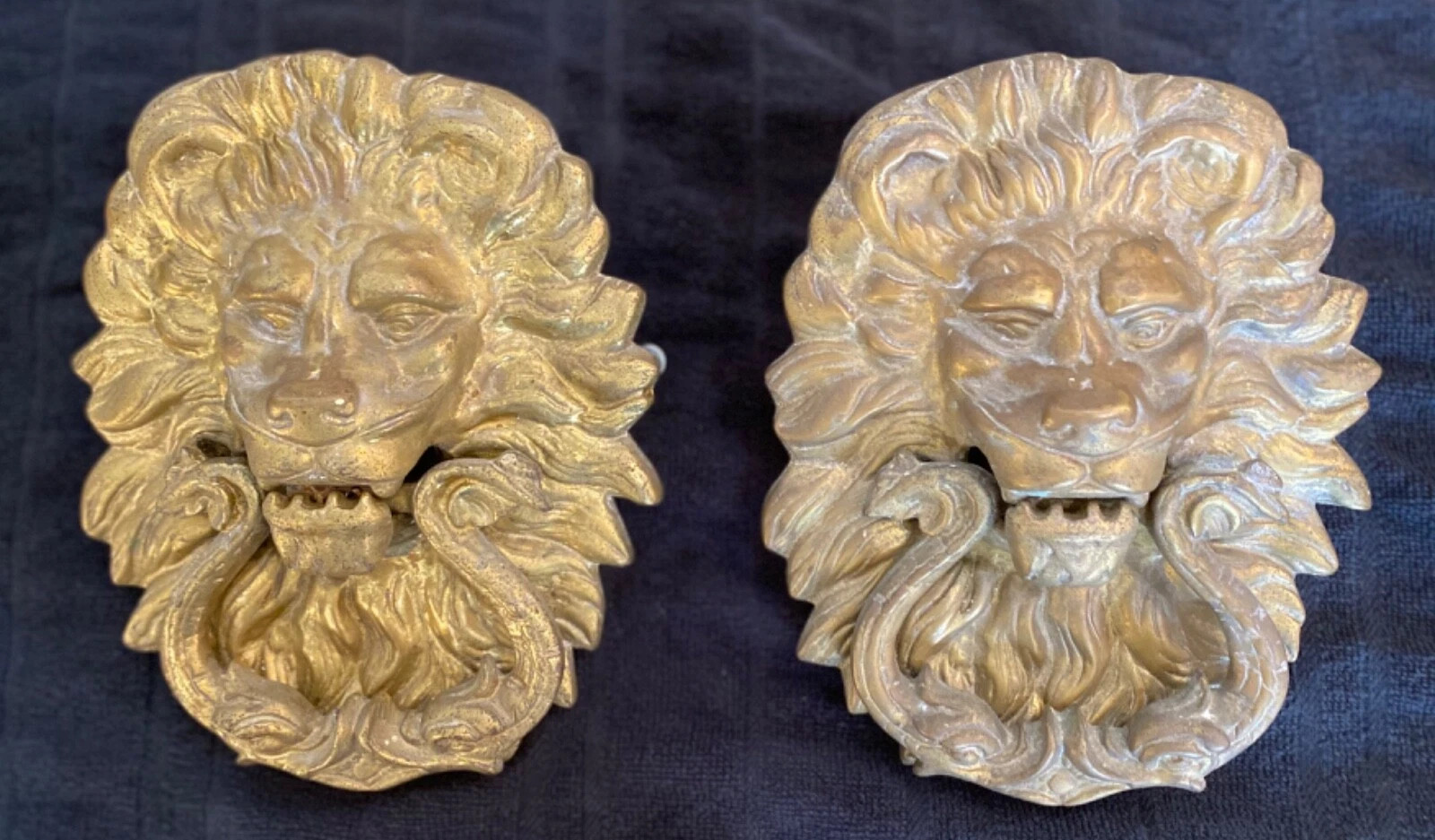 Pair, vintage, large, solid brass, lion door knockers, Pair | eBay US