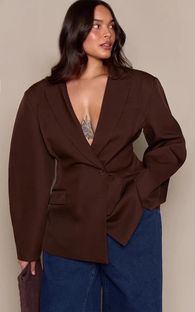 Plus  Asymmetric Detail Cocoon Sleeve Blazer | boohoo (US & Canada)
