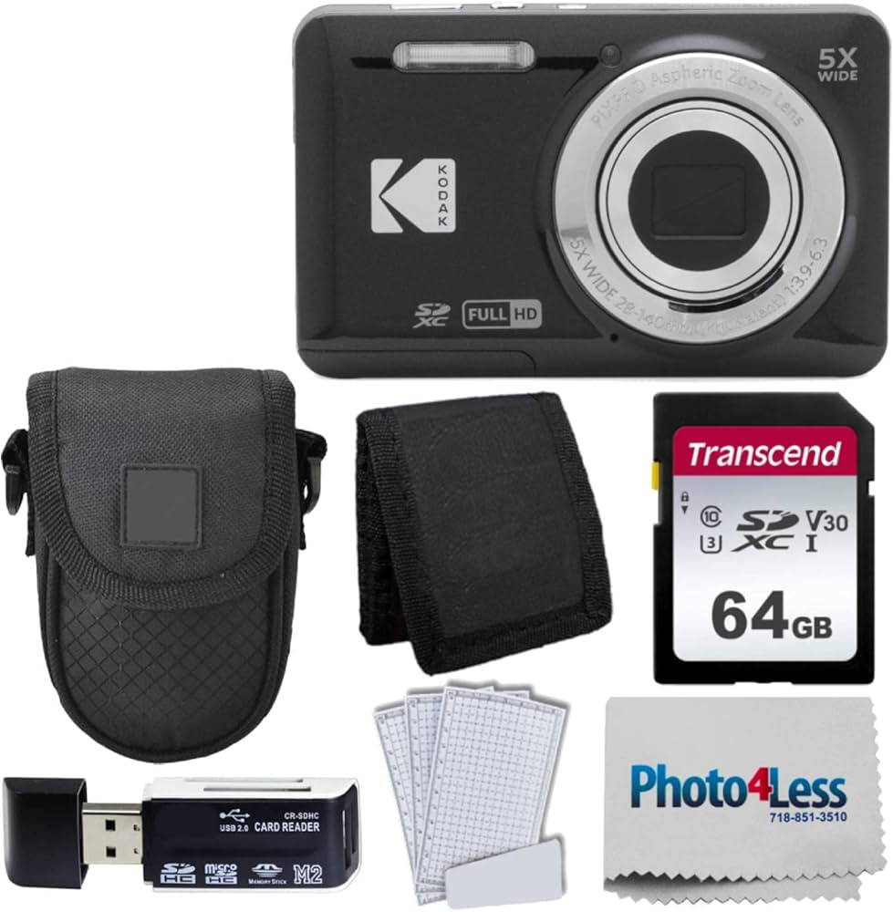 Kodak PIXPRO FZ55 Digital Camera (Black) + Black Point & Shoot Camera Case + Transcend 64GB SD Me... | Amazon (US)