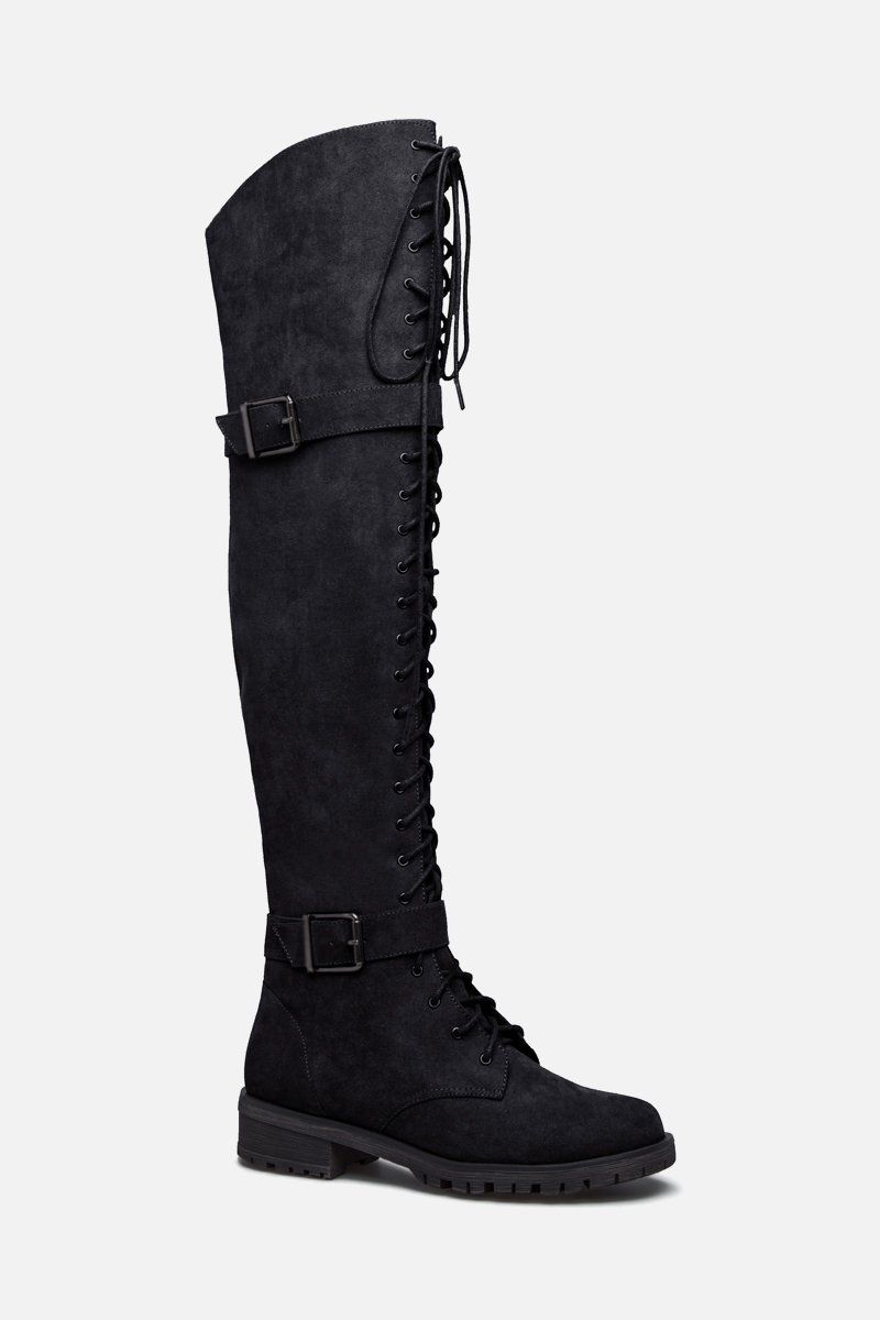 Piper Thigh High Combat Boot | ShoeDazzle