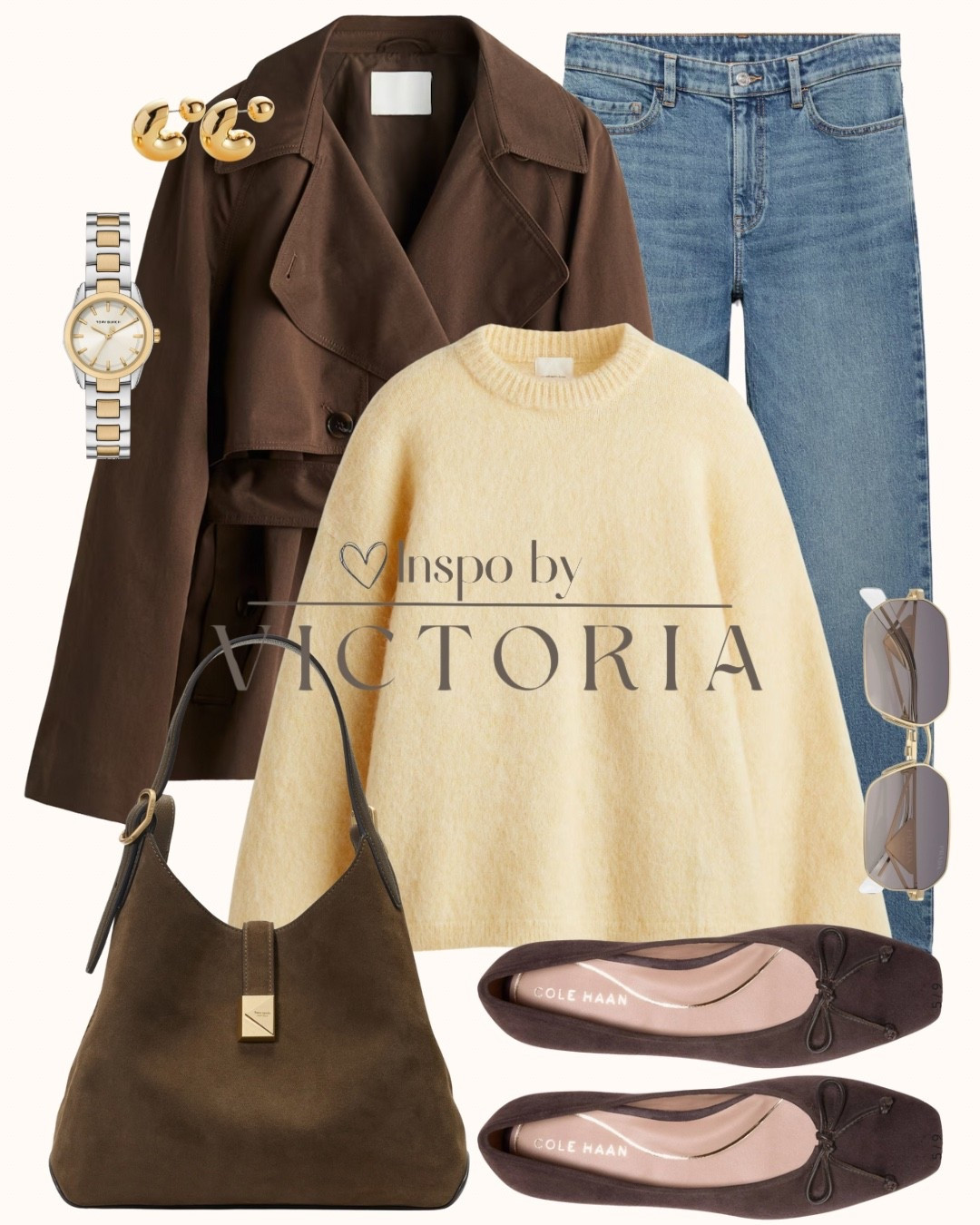 ✨ Effortless fall neutrals 🍂
Comfy knit + classic denim + timeless trench = the perfect transitional look.
👜 Elevated with gold details and feminine flats for a polished vibe.
#FallOutfitInspo #LTKfashion #NeutralStyle #OOTD #ClassicWardrobe #TrenchCoatSeason #LTKfall #ChicAndComfy

#LTKStyleTip #LTKItBag #LTKSeasonal