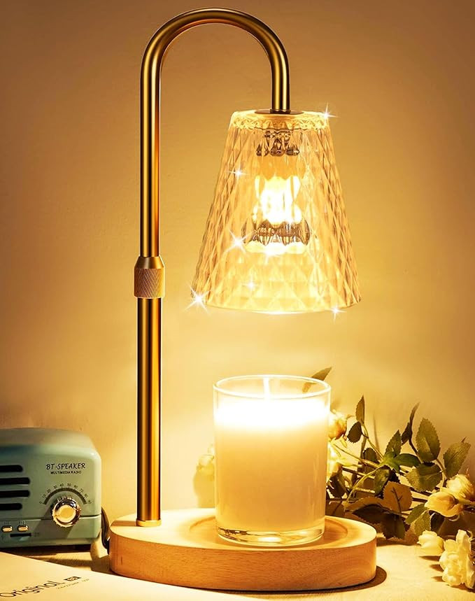 Candle Warmer Lamp with Timer - Adjustable Height, Electric Wax Melter in Gold for Cozy Aesthetic... | Amazon (US)