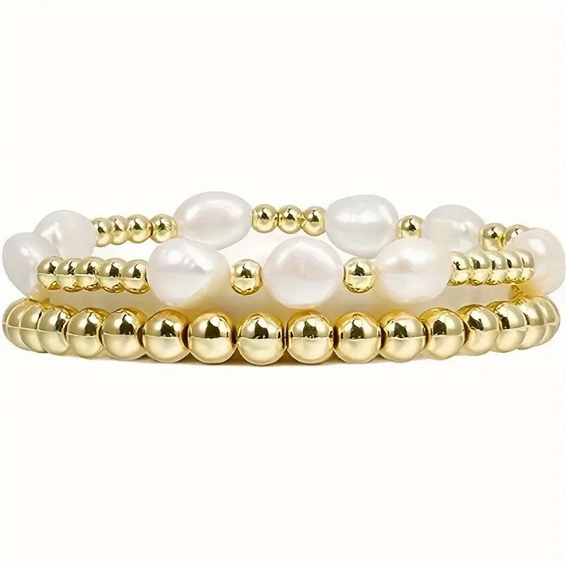 White Faux Pearls Beads Beaded Bracelet Set Simple Vintage - Temu | Temu Affiliate Program