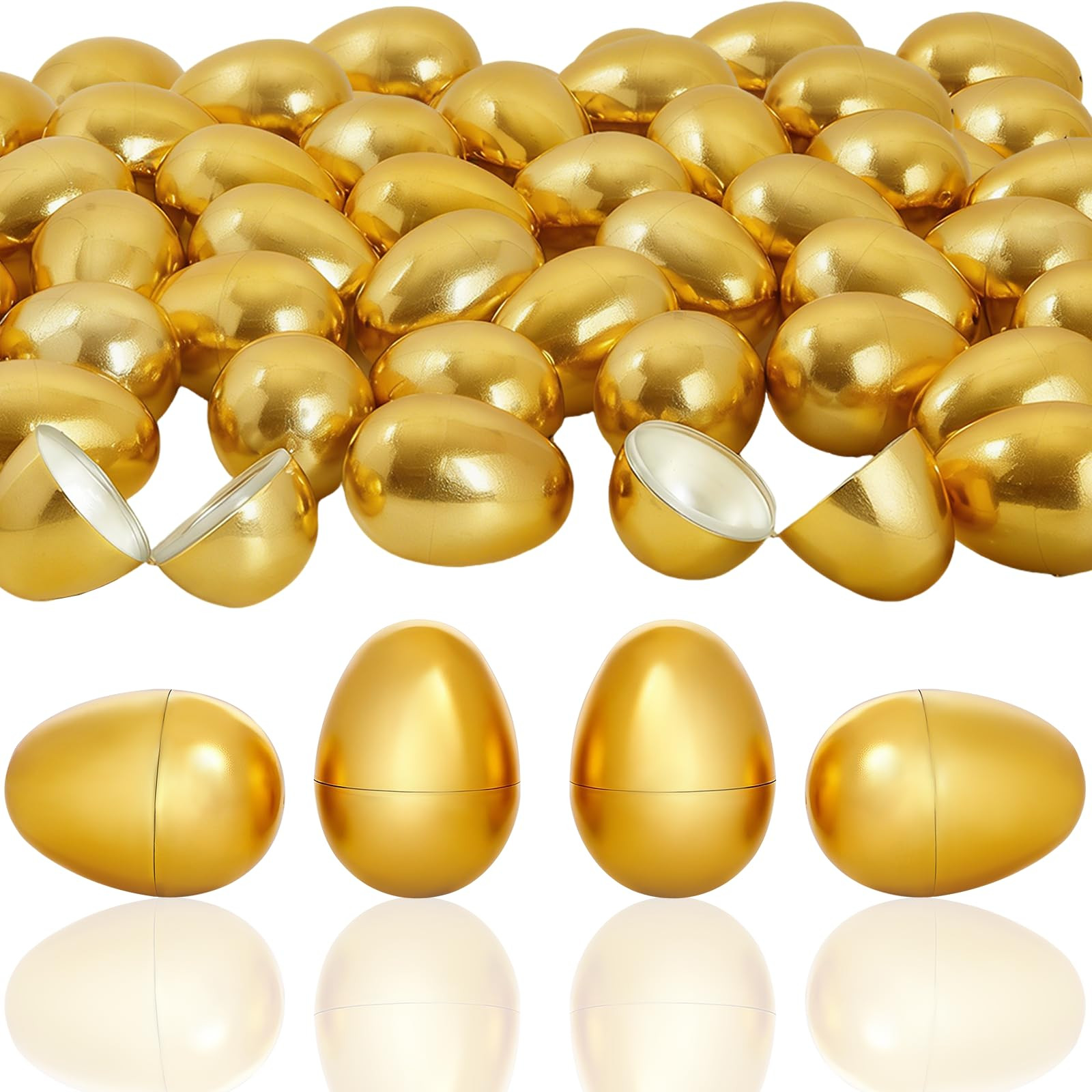 36 Pcs Golden Easter Eggs, 2.3" Fillable Shiny Gold Metallic Plastic Empty Easter Eggs for Easter... | Amazon (US)