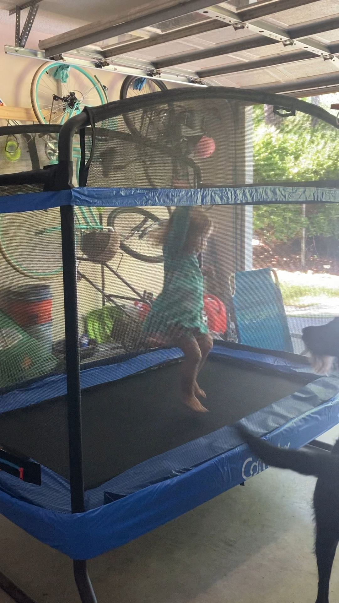 This trampoline has been a HIT.🙌🏻 it’s big enough for her to jump around on and have a net while also fitting in our garage!

#LTKhome #LTKkids #LTKfamily