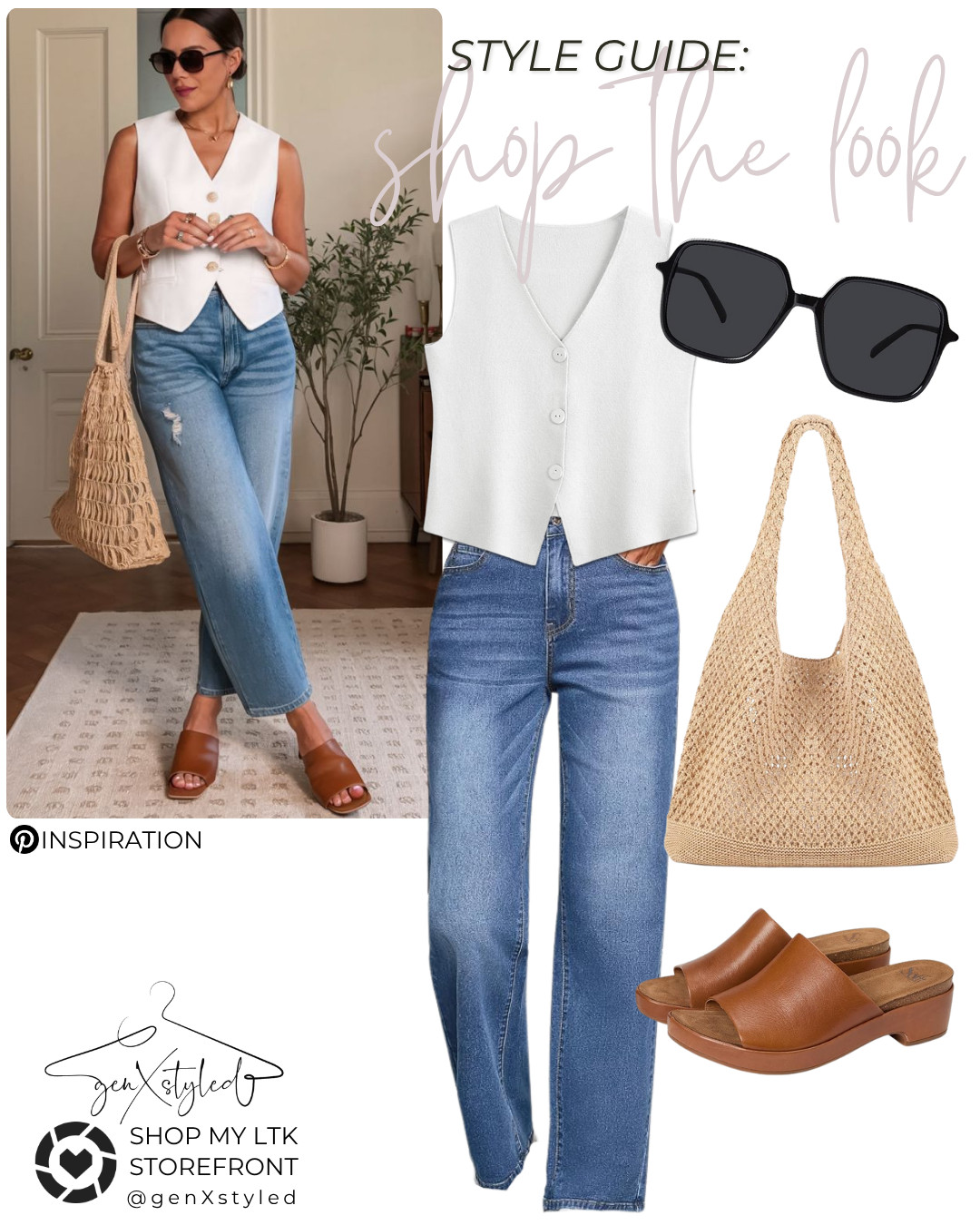 Summer outfit inspo comin’ in hot! 
Loving this vest + jeans combo for an easy, put-together look that still feels super chill. Add a cute straw bag and slides, and you're set for the day. Grab them on Amazon! Some are on sale! 

#SummerInspo #OutfitIdea #UGCcreator #ugc #GenXStyle #AmazonFinds #CasualStyle #EverydayOutfit #ShopTheLook #genXstyled #LTKsummer #Over50Style #EasyStyle #SummerVibes

 

 #LTKSummerEdit #LTKSeasonal #LTKStyleTip